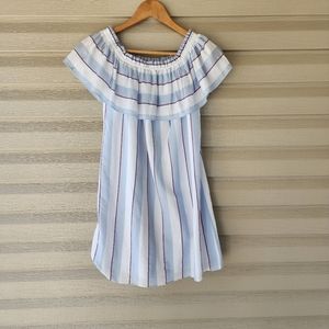 Parker striped off shoulders dress